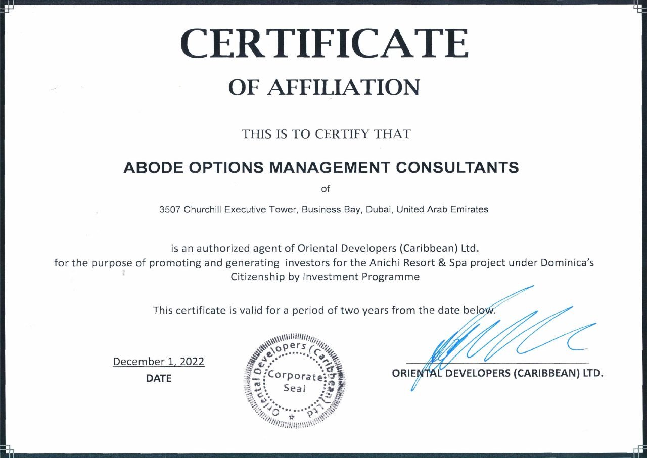 Certificate of Affiliation